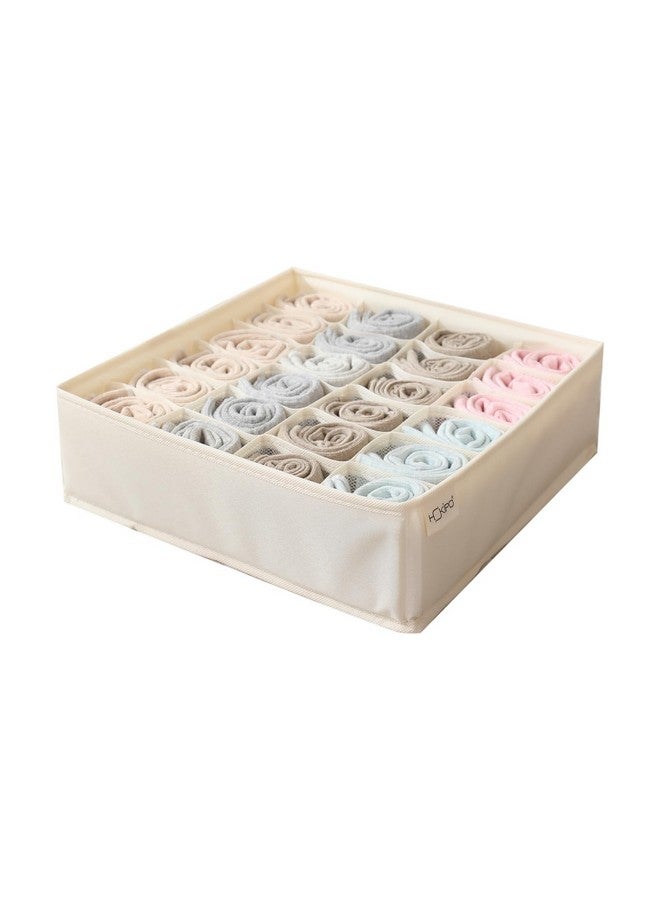 HOKIPO HOKIPO Undergarment Organizer Storage Box for Drawers Bra Panty Socks Tie Lingerie Organizer for Wardrobe, 24 Grid, Beige (NEW-4853-BGE)  - Image 1