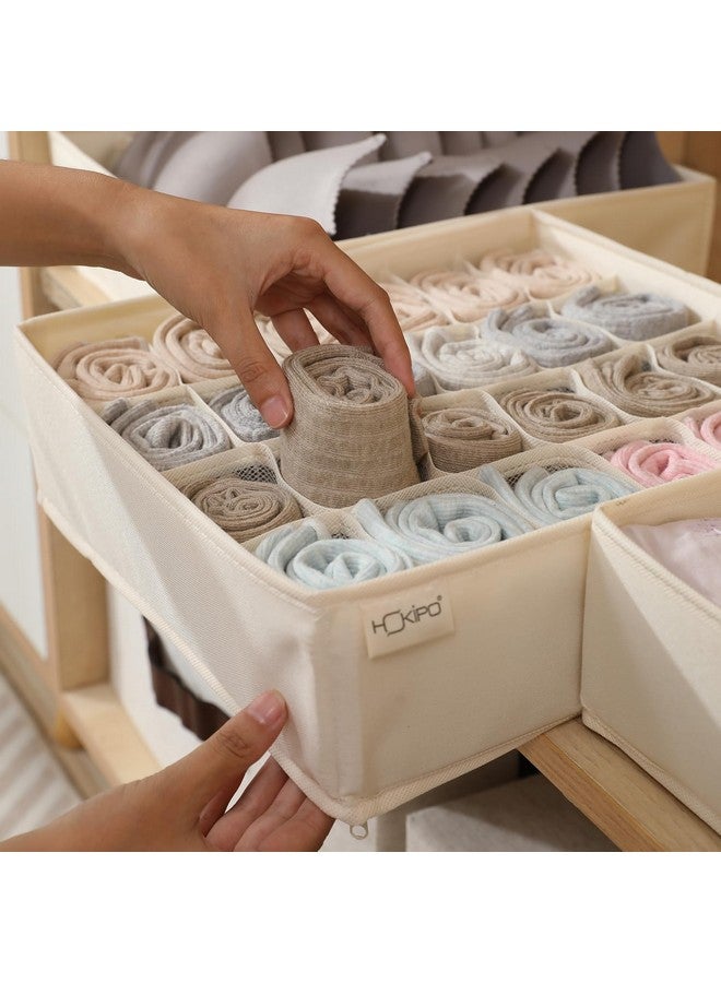 HOKIPO HOKIPO Undergarment Organizer Storage Box for Drawers Bra Panty Socks Tie Lingerie Organizer for Wardrobe, 24 Grid, Beige (NEW-4853-BGE)  - Image 3