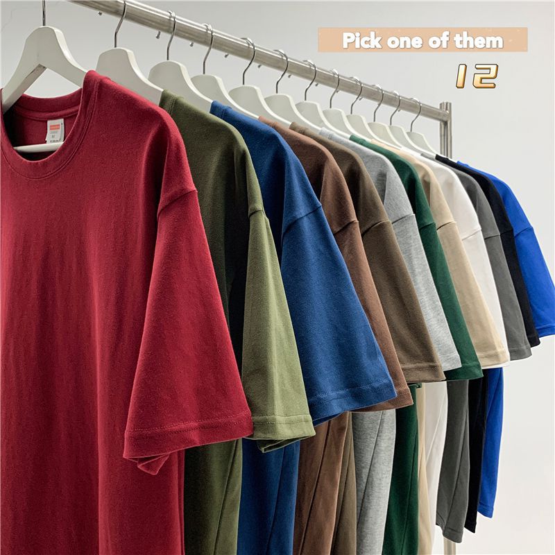 260G high-weight T-shirt bulk solid color hot stamping tremolo live supply plus size light T-shirt - Image 5