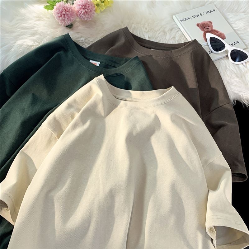260G high-weight T-shirt bulk solid color hot stamping tremolo live supply plus size light T-shirt - Image 3