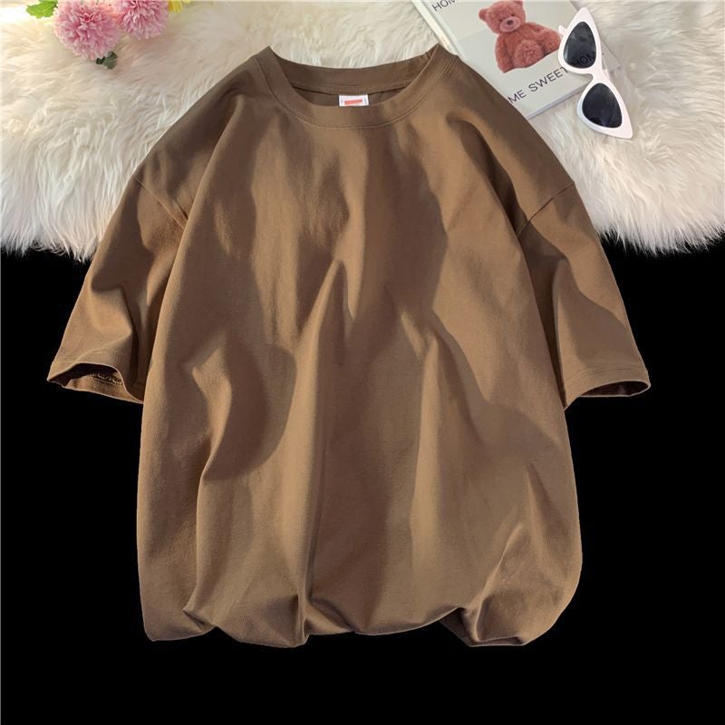 260G high-weight T-shirt bulk solid color hot stamping tremolo live supply plus size light T-shirt - Image 1