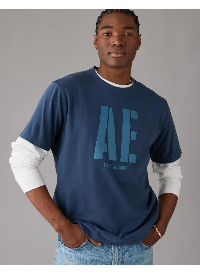 American Eagle Logo Graphic Crew Neck T-Shirt