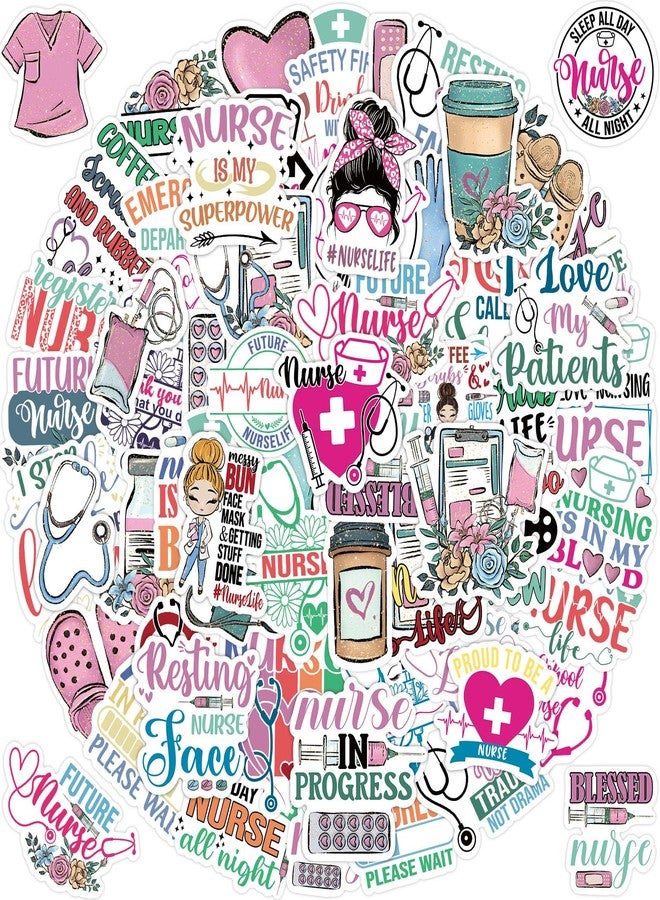 WorldBazaar 100 PCS Nurse Stickers Vinyl Waterproof Funny Nurses Week Appreciation Stickers Decals Laptop Notebook Water Bottles Gifts Bulk - Image 2