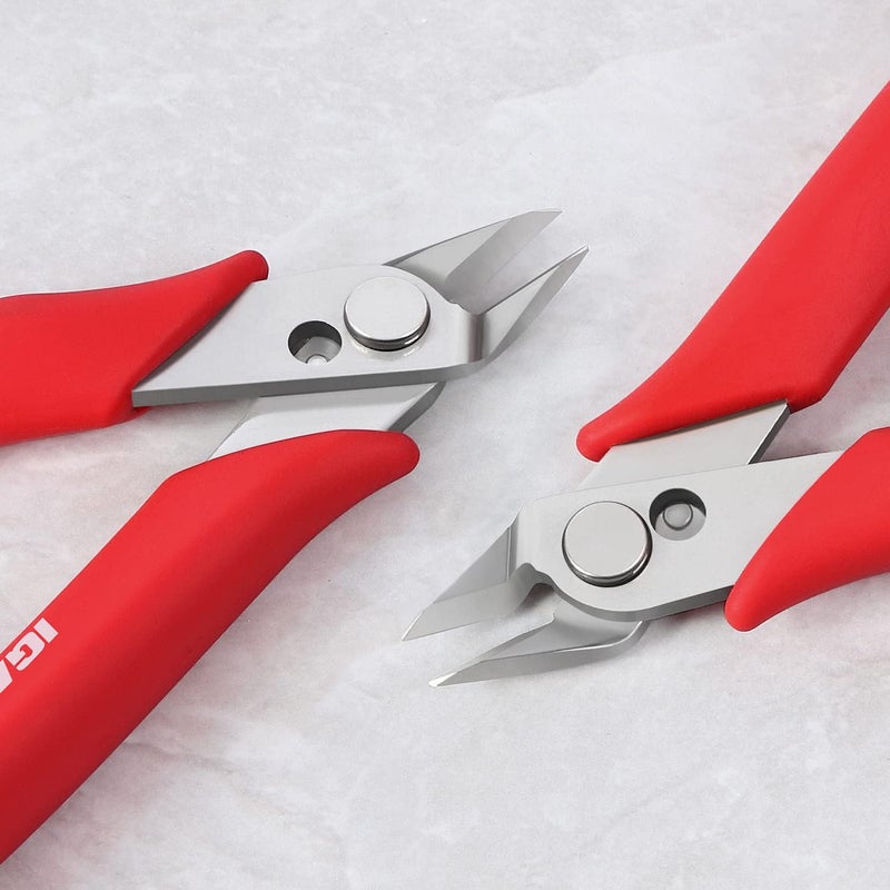 IGAN -170 Flush Wire Cutters (Pack of 2), Precision Jewelry Making Flush Cut Pliers, Small Wire Snips Clippers, Ideal for Ultra-fine Cutting Needs, Red - Image 4