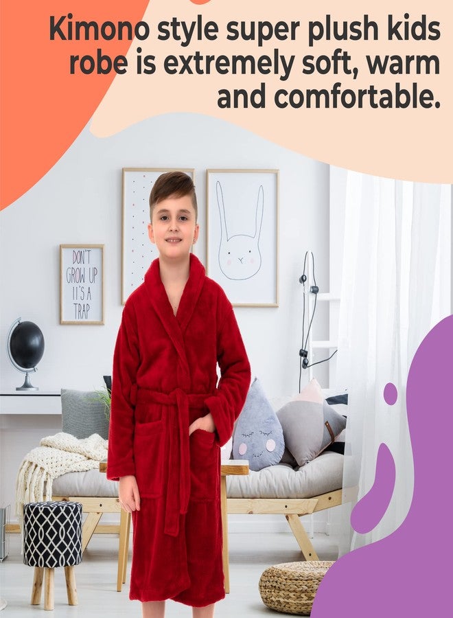 TowelSelections Big Boys’ Robe, Kids Plush Shawl Fleece Bathrobe Size 12 Air Blue - Image 3