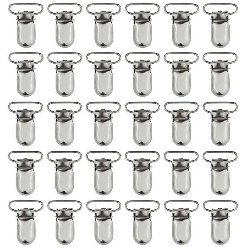 Marrywindix 50pcs 1" Pacifier Suspender Clips, Marrywindix Pacifier Clips for Making Pacifier Holders Bib Clips Toy Holder Silver - Image 1