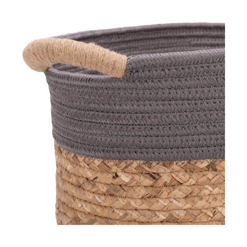 Seville Classics Premium Natural Handwoven Portable Laundry Bin Basket with Carrying Handles, Household Storage for Clothes, Linens, Sheets, Natural Water Hyacinth and Gray Rope, 3 Piece Set - Image 5