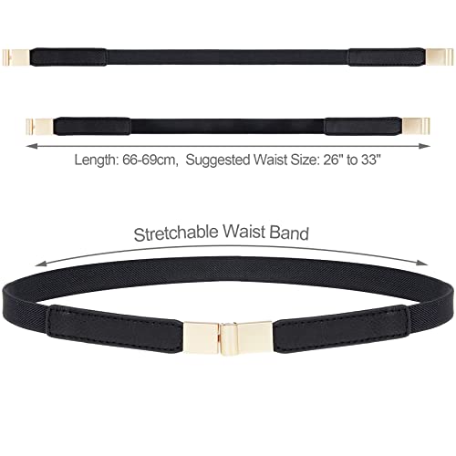 EAONE Skinny Waist Belts for Women 5 Pack, Fashion Stretchy Retro Elastic Leather Belts for Dresses - Image 3