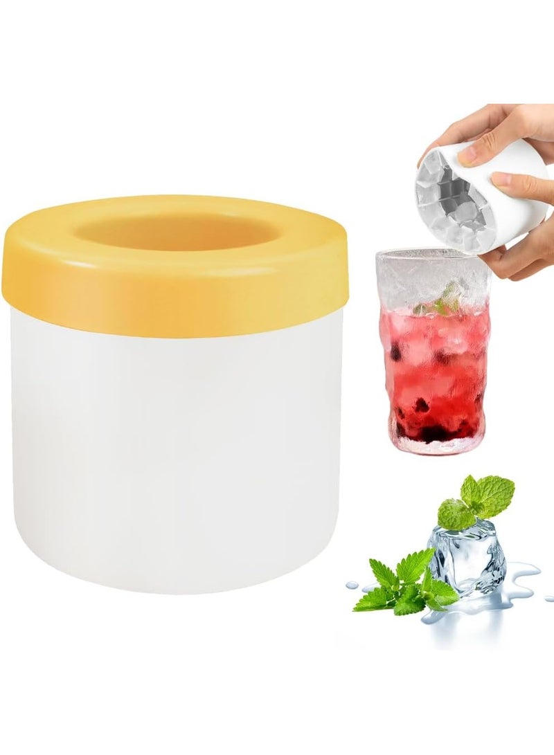 قالب صنع ثلج صغير، قوالب مكعبات ثلج اسطوانية من السيليكون، صينية مكعبات ثلج صغيرة، صواني مكعبات ثلج شبكية لفك الضغط للفريزر، 60 مكعب ثلج، سهلة الفك (اصفر-ابيض) - Image 1