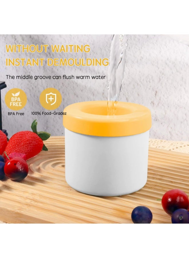 قالب صنع ثلج صغير، قوالب مكعبات ثلج اسطوانية من السيليكون، صينية مكعبات ثلج صغيرة، صواني مكعبات ثلج شبكية لفك الضغط للفريزر، 60 مكعب ثلج، سهلة الفك (اصفر-ابيض) - Image 3