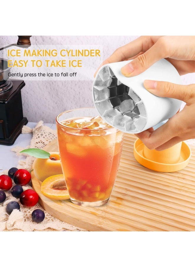 قالب صنع ثلج صغير، قوالب مكعبات ثلج اسطوانية من السيليكون، صينية مكعبات ثلج صغيرة، صواني مكعبات ثلج شبكية لفك الضغط للفريزر، 60 مكعب ثلج، سهلة الفك (اصفر-ابيض) - Image 4