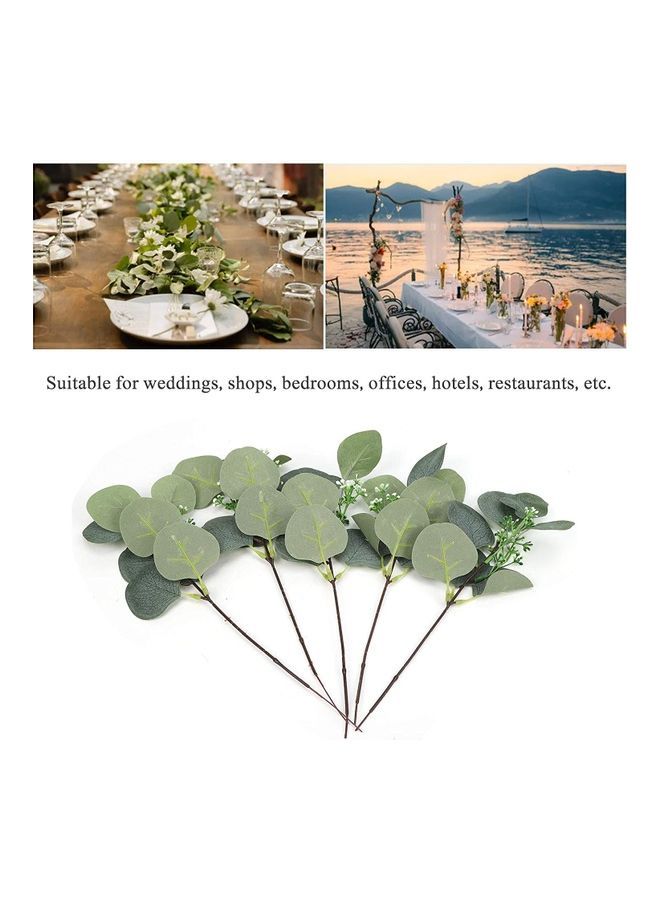NIBEMINENT 5-Piece Artificial Decorative Plant Bundles Green/Brown  - Image 2