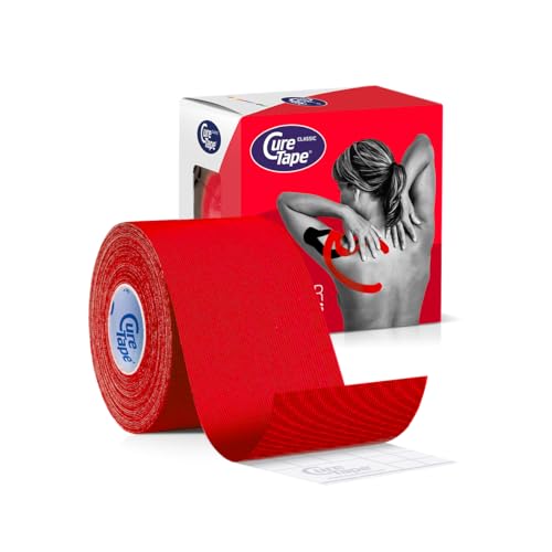 CureTape Classic | Kinesiology Tape for Muscle & Joint Pain | Elastic Therapeutic Tape | Waterproof Athletic Tape | Medical K Tape (Red) - Image 1