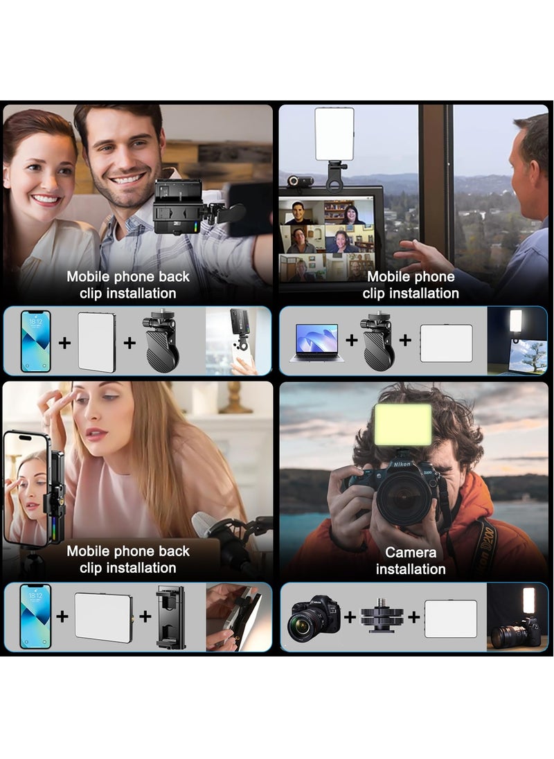 FlashHawk - RGB Video Light, 94 LED 3000-9900K Dimmable, 360° Full Color 20 Scene Modes Camera Light 1500mAh Rechargeable for Zoom Meetings Live Stream TikTok Video - Image 1
