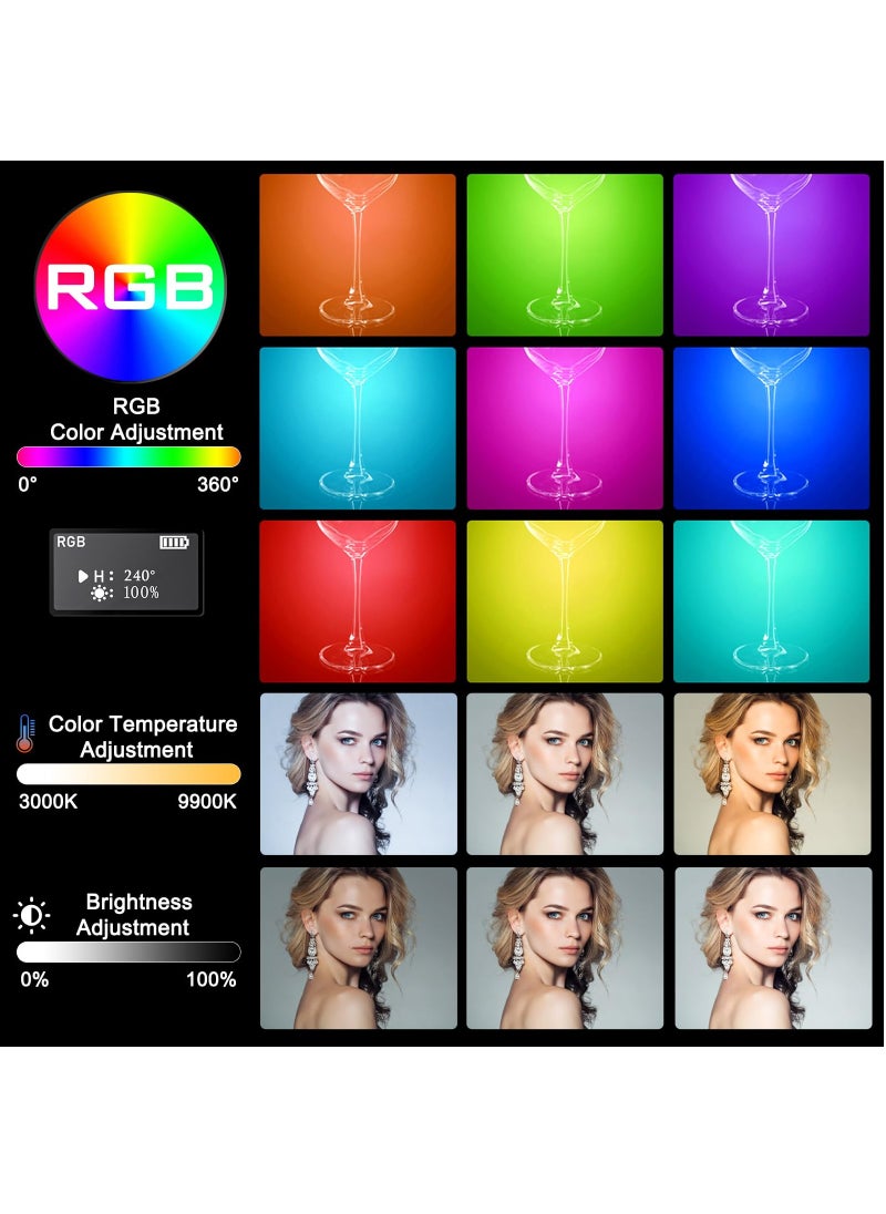 FlashHawk - RGB Video Light, 94 LED 3000-9900K Dimmable, 360° Full Color 20 Scene Modes Camera Light 1500mAh Rechargeable for Zoom Meetings Live Stream TikTok Video - Image 1