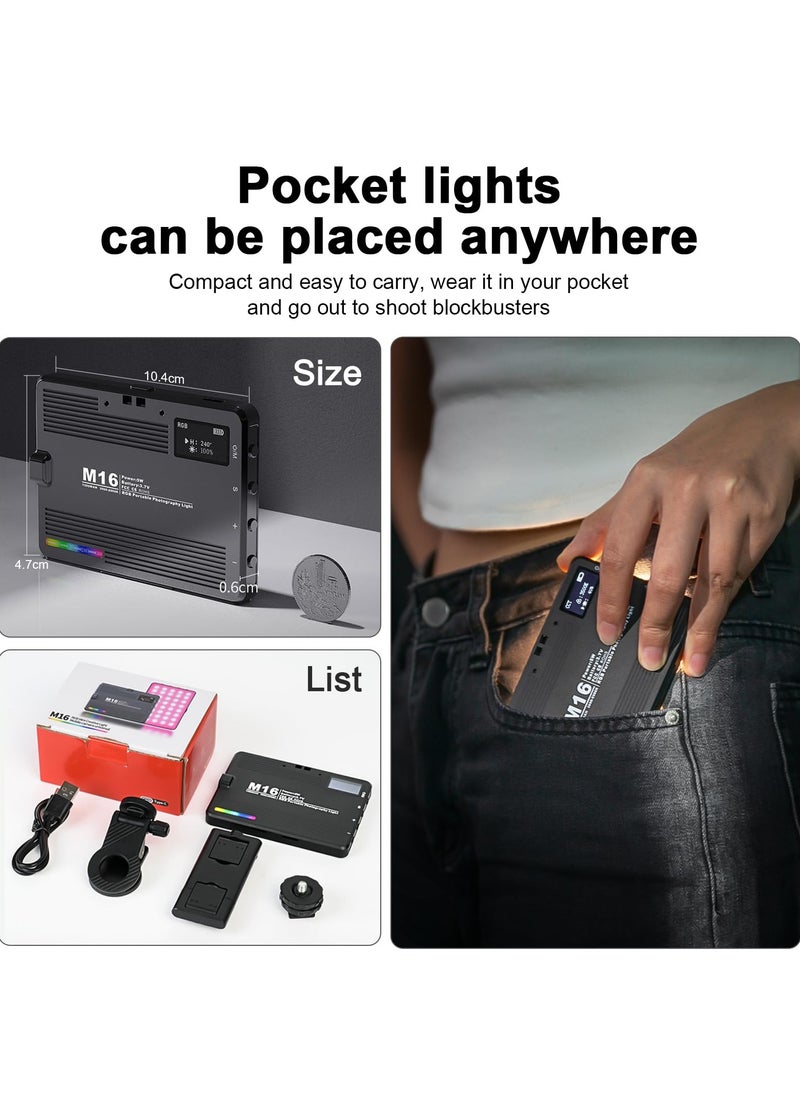 FlashHawk - RGB Video Light, 94 LED 3000-9900K Dimmable, 360° Full Color 20 Scene Modes Camera Light 1500mAh Rechargeable for Zoom Meetings Live Stream TikTok Video - Image 1