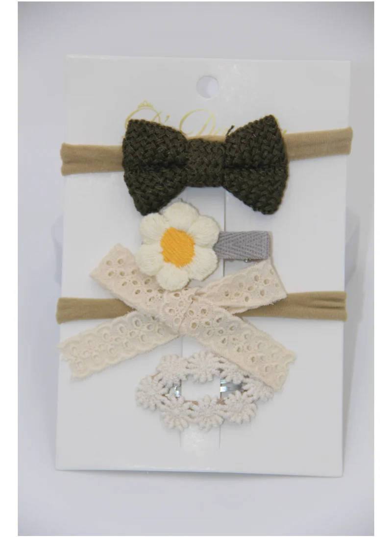 D'Daniela Ria Ribbon Bow Clip Set with Ponytail For Babies and Girls