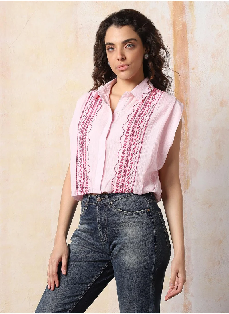 HIGH STAR Stay effortlessly stylish with this comfortable Multicolour Relaxed Fit Shirts Embroidered design crafted from 100% Cotton featuring Cap Sleeves with Button closure.