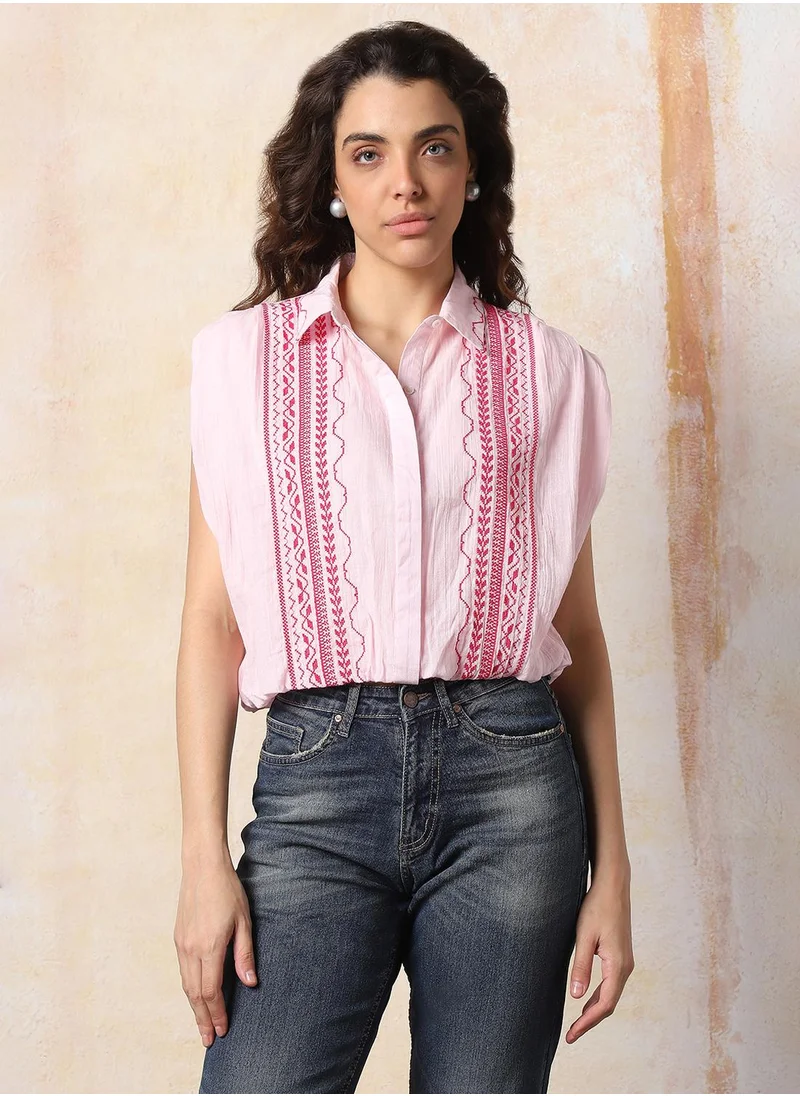 HIGH STAR Stay effortlessly stylish with this comfortable Multicolour Relaxed Fit Shirts Embroidered design crafted from 100% Cotton featuring Cap Sleeves with Button closure.