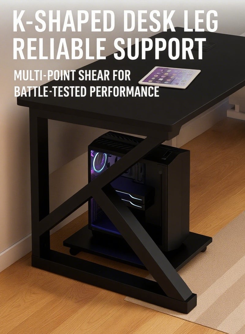 ACPLAY Ergonomic Gaming Table with CPU Stand, Ideal Gaming Desk, PC Computer Desk, Computer Table, Kids Study Desk, Writing Desk, Home Office Desk  - Image 2