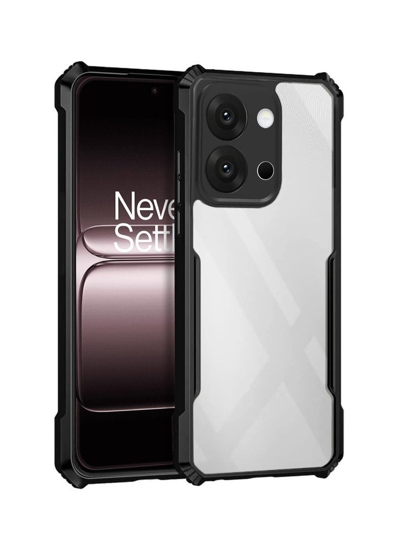 Wtech OnePlus 13T 5G 2025 Hybrid TPU Silicone with Raised Armour Bumpers Slim Case Cover (MCAPSA) - Clear/Black - Image 1