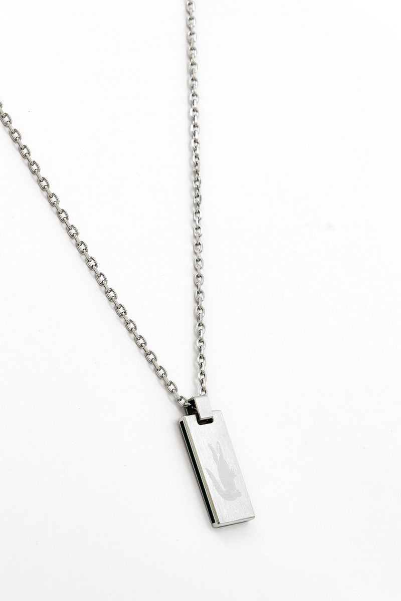 LACOSTE Men Stainless Steel Pendant Necklace, Silver  - Image 1