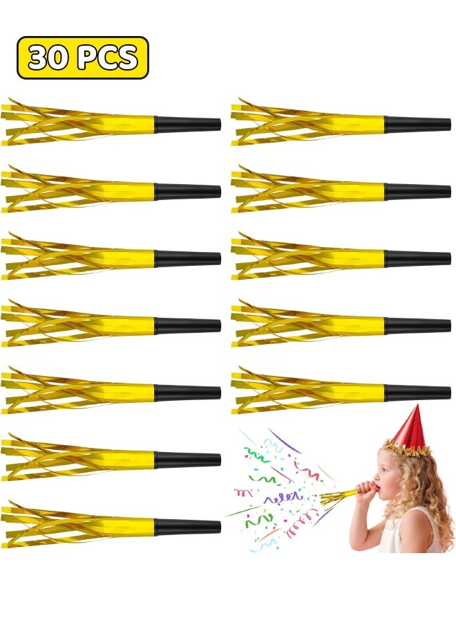 30 PCS Fringe Party Blowers, Party Gold Blowers for Kids, Party Noise Makers Horns, Gold Noisemakers Blow Horns Party Whistles for Graduations, Weddings, Birthdays, Family Gatherings, New Years Events (Gold) - Image 1