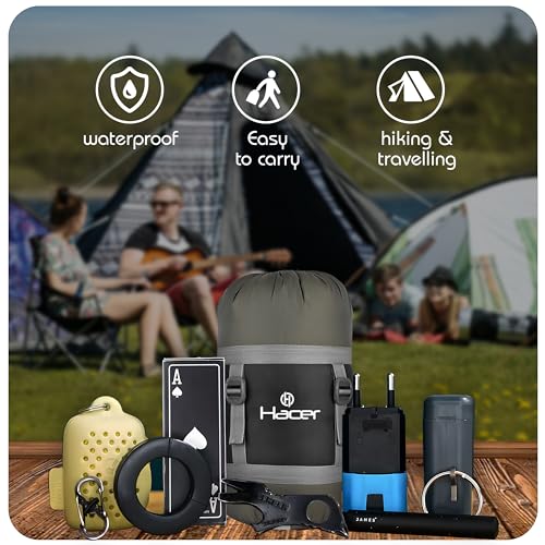 Hacer Kedarkantha Camping Sleeping Bag -5°C to +5°C Half Mummy & Half Rectangle Shape Soft Faux Fur Lining Comfortable Hiking Trekking Bags for Baby Men Women Height Upto 7.2ft (Black & Mehendi, 2 kg) - Image 5