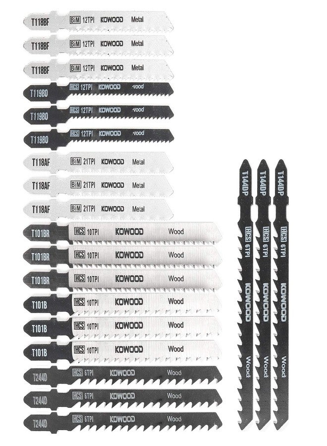KOWOOD Jigsaw Blades Set with Case 21 Piece T-Shank Assorted Professional Saw Blades for Wood Plastic Metal Cutting - Image 2