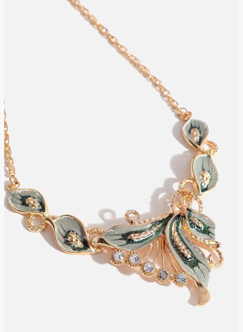 SOHI Gold Plated Designer Stone Necklace and Earring Set