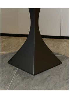 Raffine Multipurpose Use Minimalist Design Round Coffee Table Shining Slate Tabletop Side Table Sturdy Metal Square Base Small Dining Table Serving Table for Living Room Bedroom 50x55 cm  - Image 4