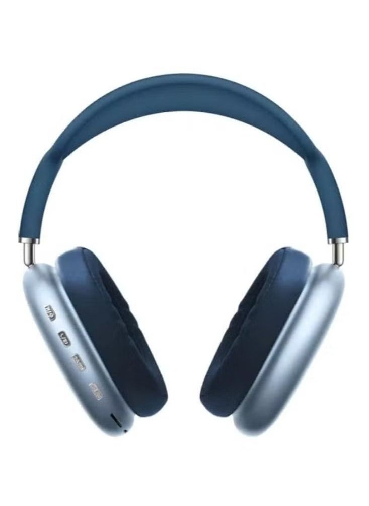 Generic - P9 Bluetooth Wireless Headset Over-Ear Headphone With Mic Blue/Silver - Image 1