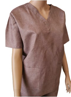 Rannah's Uniform Melange Scrub Suit Uniform Unisex Brown V-Neck Nurse Suit Set  - Image 2