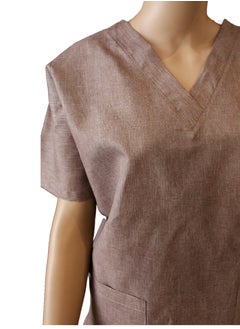 Rannah's Uniform Melange Scrub Suit Uniform Unisex Brown V-Neck Nurse Suit Set  - Image 3
