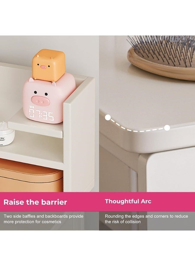 Bedroom Dresser Table，Modern Desk，Multifunctional Storage Dressing Table，Equipped with Drawers and Shelves，Simple Style Dresser with LED Mirror（White，RJ60CK） - Image 5
