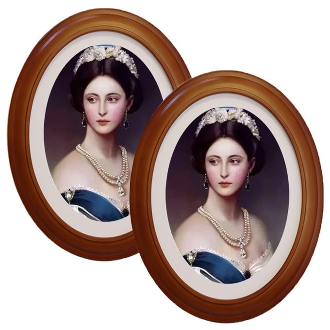 2 PACK OVAL PICTURE FRAME 5X7 BROWN WALL PHOTO FRAME FOR HOME DECOR AND GALLERY