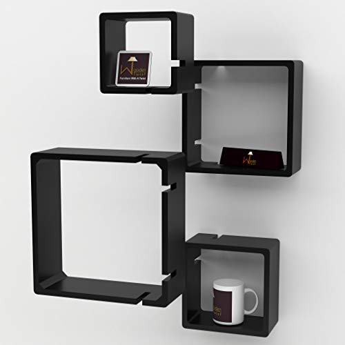 Onlineshoppee Rafuf Intersecting Floating Wall Shelf with 4 Shelves (Standard, Black) - Image 4
