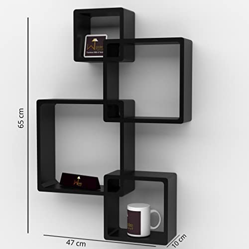 Onlineshoppee Rafuf Intersecting Floating Wall Shelf with 4 Shelves (Standard, Black) - Image 5
