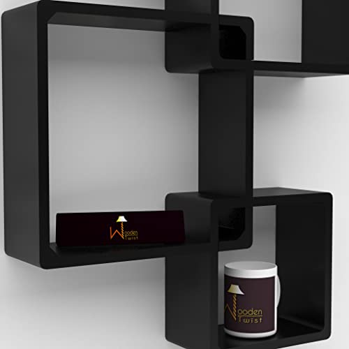 Onlineshoppee Rafuf Intersecting Floating Wall Shelf with 4 Shelves (Standard, Black) - Image 2