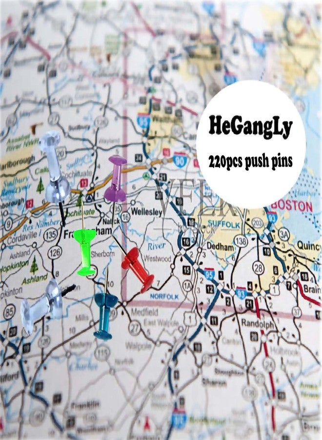 HeGangLy 200pcs Push Pins,Clear Multiple Colors Push Pins, Bulletin Board Thumb Tacks for Cork Board, Map Pins, Photo Hanging Tacks,Craft Projects Nails,Ideal for Homes,Schools and Offices - Image 4
