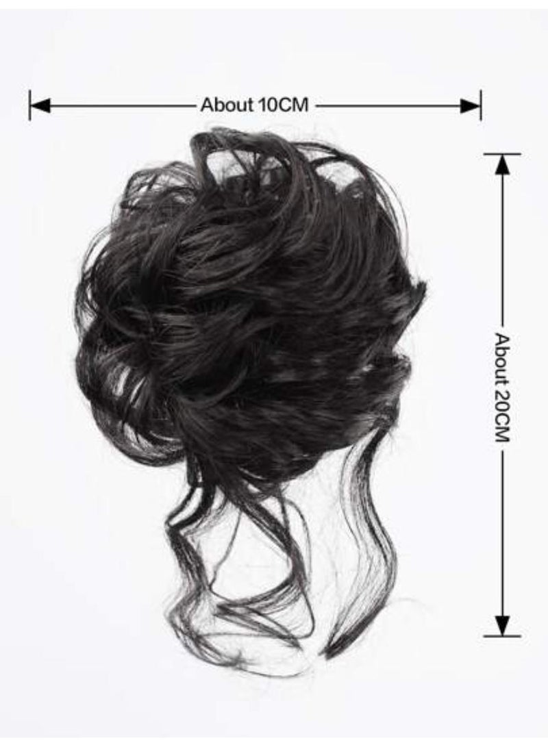 KHAJUL Fake Hair Bun Hair Pieces for Women, Messy Bun Hair Piece Clip on Bun Extensions, Curly Hairpieces for Women Daily Wedding Use(Black) - Image 2