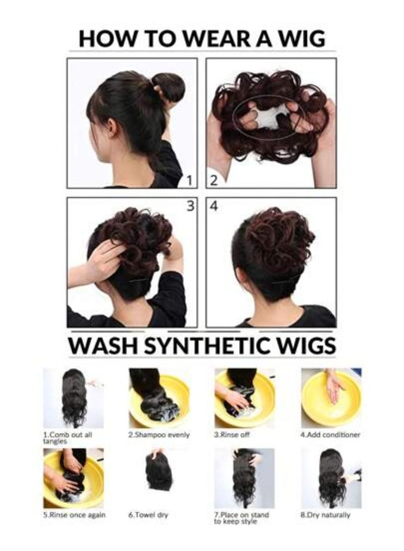 KHAJUL Fake Hair Bun Hair Pieces for Women, Messy Bun Hair Piece Clip on Bun Extensions, Curly Hairpieces for Women Daily Wedding Use(Black) - Image 5