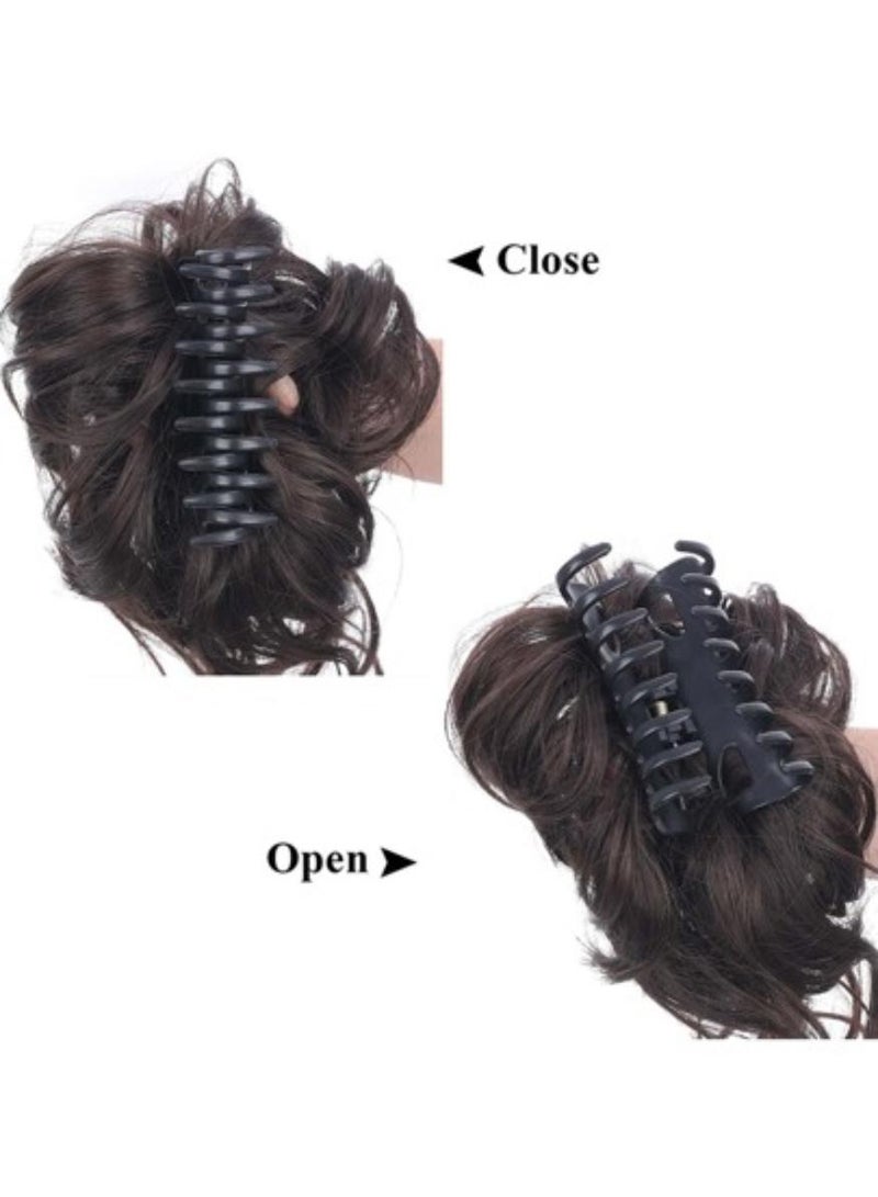 KHAJUL Fake Hair Bun Hair Pieces for Women, Messy Bun Hair Piece Clip on Bun Extensions, Curly Hairpieces for Women Daily Wedding Use(Black) - Image 4