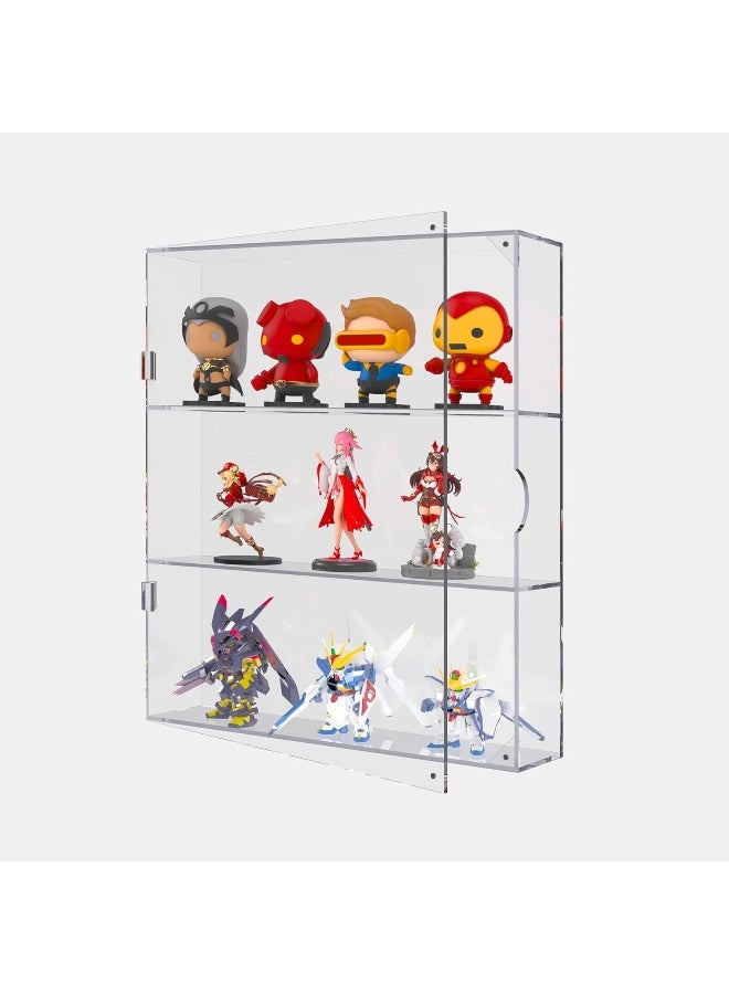 Acrylic Display Cabinet for Both Wall Mount and Desktop Showcasing, 3 Layer Clear Display Case for Mini Toys, Pop Figurines, Dustproof Storage Displaying Box for Collectables
