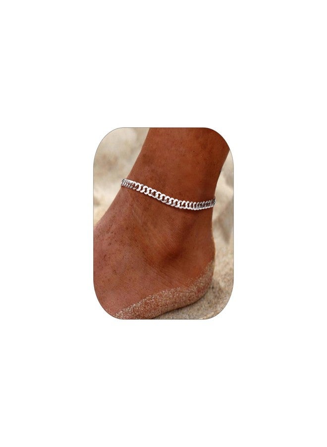 PROSILVER 925 Sterling Silver Ankle Bracelets, Stylish Chain Anklets for Women Men, Summer Beach Jewelry, 8.6-10.6 Inch Adjustable, Come Gift Box, Metal, - Image 1