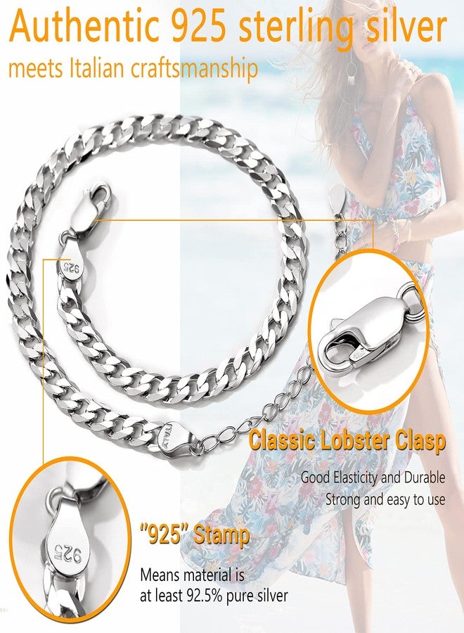 PROSILVER 925 Sterling Silver Ankle Bracelets, Stylish Chain Anklets for Women Men, Summer Beach Jewelry, 8.6-10.6 Inch Adjustable, Come Gift Box, Metal, - Image 4