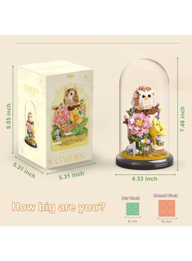 Zikra مجموعة بناء باقة زهور البومة، مجموعة أصدقاء شجرة البونساي للبالغين، صندوق الطوب الإبداعي، مجموعة كتل البناء الحيوانية للبالغين والأطفال، ديكور المنزل وعرض، هدية لها وله - Image 5