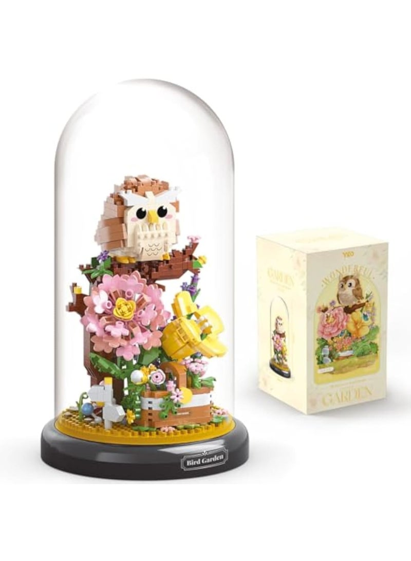 Zikra مجموعة بناء باقة زهور البومة، مجموعة أصدقاء شجرة البونساي للبالغين، صندوق الطوب الإبداعي، مجموعة كتل البناء الحيوانية للبالغين والأطفال، ديكور المنزل وعرض، هدية لها وله - Image 1