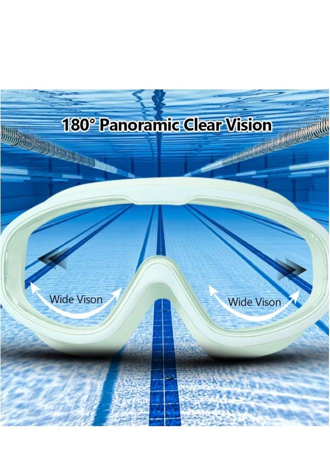 Swim Goggles No Leaking Anti-Fog Pool Swimming for Adult Men Women Youth, UV Protection 180° Clear Vision Green - Image 3