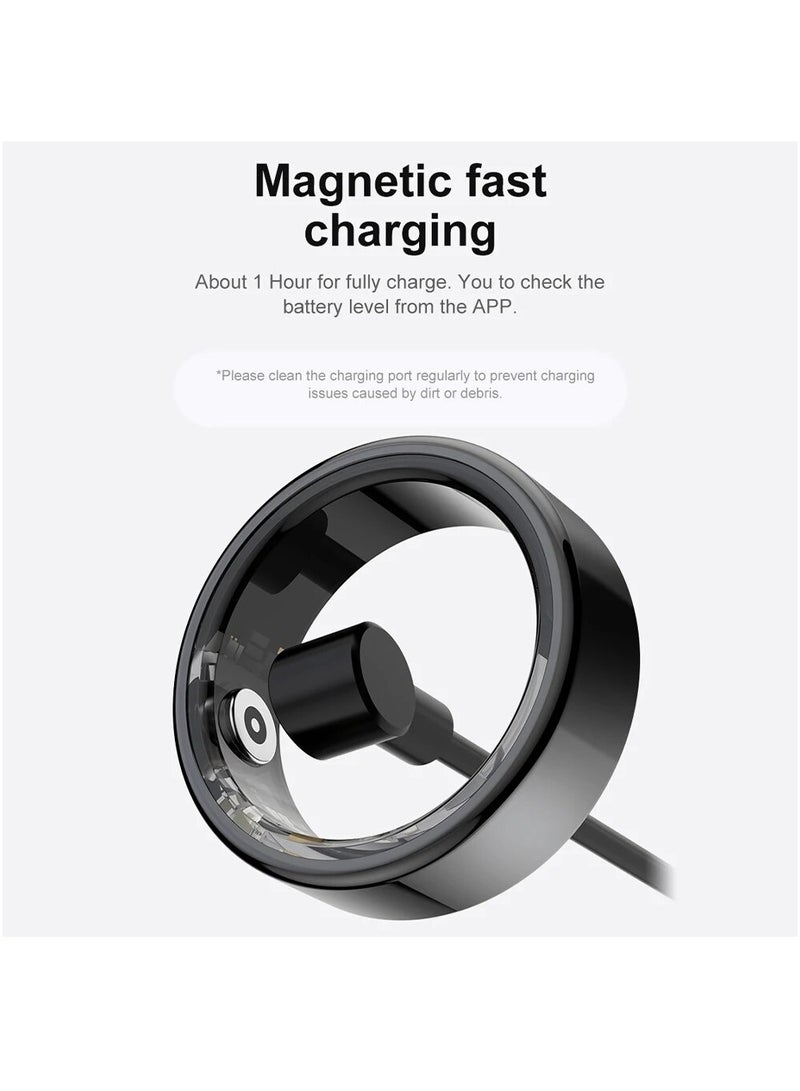 R02 Smart Ring Military Grade Titanium Steel Shell Health Monitoring IP68 & 3ATM Waterproof Multi-sport Modes (Deep Grey, 20.6mm) - Image 5